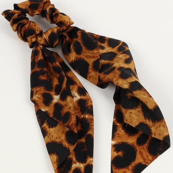 New! Leopard Print Hair Scarf Scrunchie - Picture 3 of 4